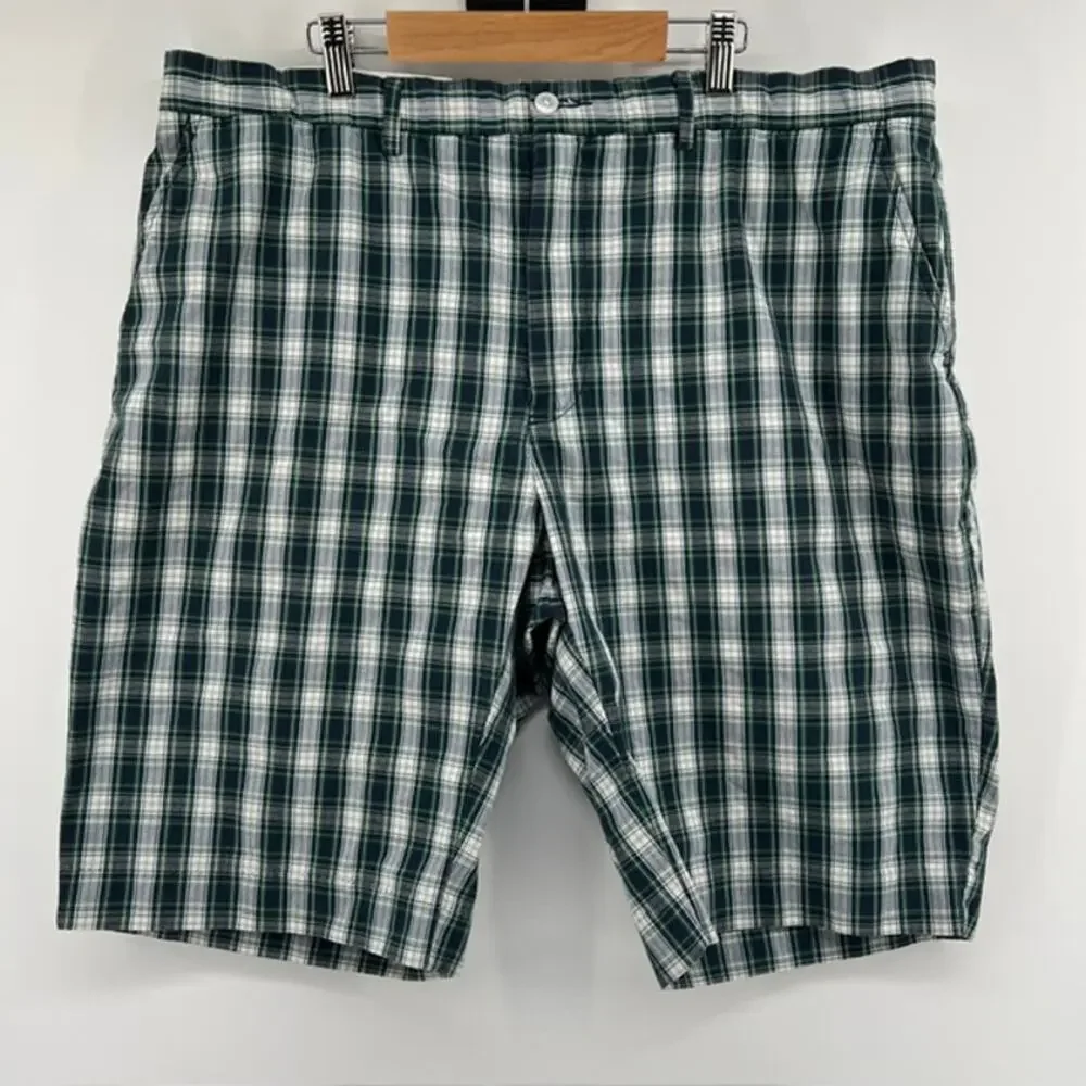 VTG Polo Ralph Lauren Plaid Chino Golf Shorts Mens 40 Navy Blue Green Preppy90s
